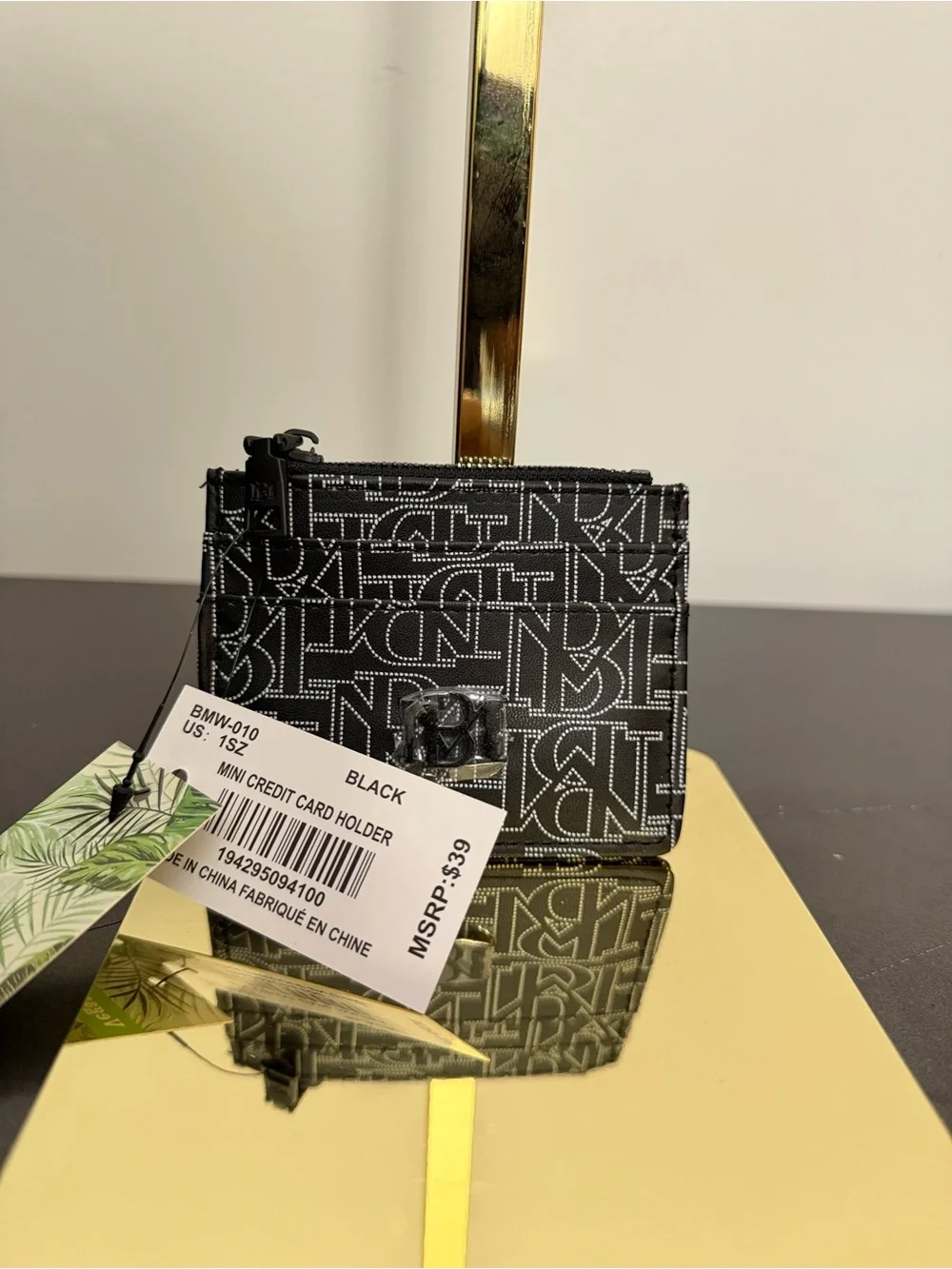 Black Mini Credit Card Holder - Men
